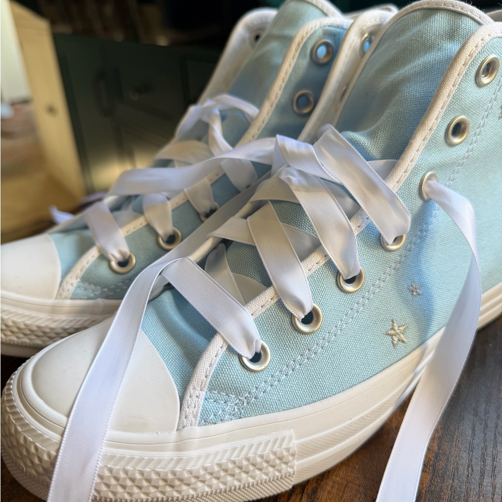 Light Blue High-Top Sneakers
